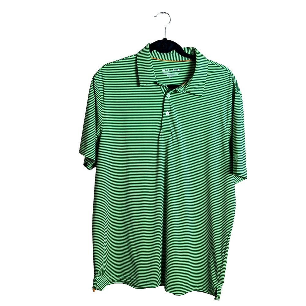 Maelreg Performance Golf Polo Shirt‎ Large Green Black Striped